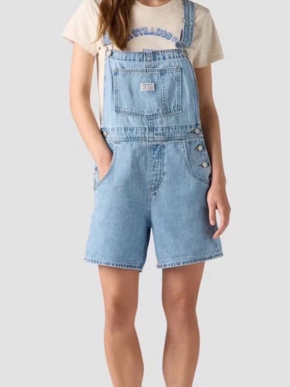 Levi’s ‘I Will ‘ shortall  Light Blue Denim Short Overalls vintage style.